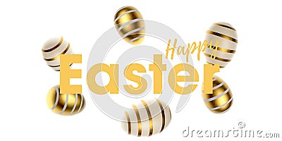 Easter falling eggs in shape frame isolated on white background. For greeting card, promotion, poster, flyer, web-banner Stock Photo