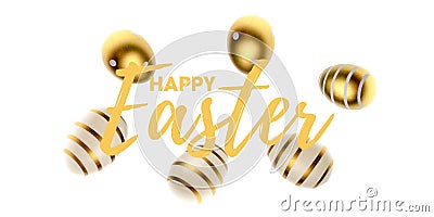 Easter falling eggs in shape frame isolated on white background. For greeting card, promotion, poster, flyer, web-banner Stock Photo