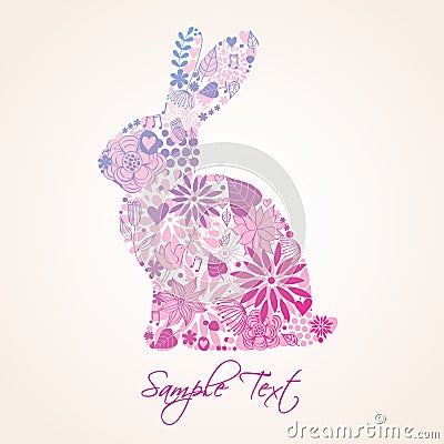 Easter floral bunny Vector Illustration