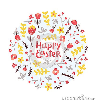 Easter floral wreath Vector Illustration