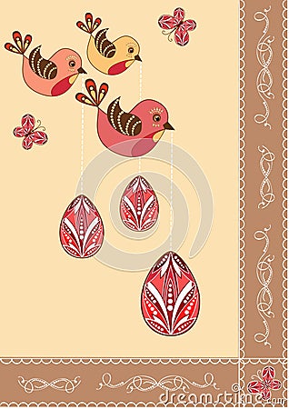 Easter flying birdies. Vector Illustration