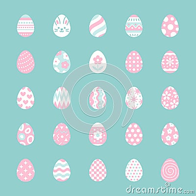 Easter food flat icons set. Painted eggs, egg hunt vector illustrations. Thin signs christianity traditional celebration Vector Illustration