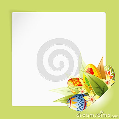 Easter Frame with Sheet Paper mounted in pocket Vector Illustration