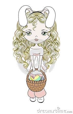 Easter girl lovely Vector Illustration