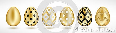 Easter golden eggs set Vector Illustration