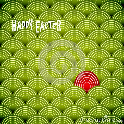 Easter green eggs and with one red. Vector Illustration