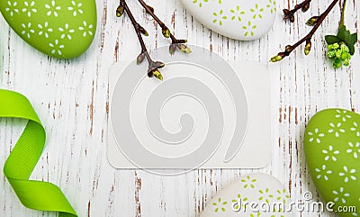 Easter greeting card with easter eggs Stock Photo