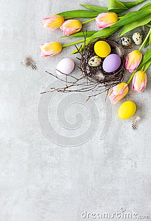 Easter greeting card template with a blank space for a text Stock Photo