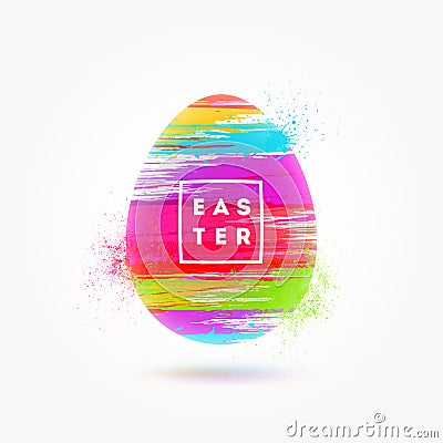 Easter greeting card. Colored paint easter egg, Vector Illustration