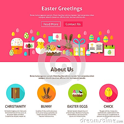 Easter Greeting Website Design Vector Illustration