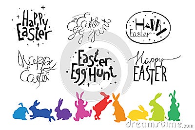 Easter hand drawn design elements Vector Illustration