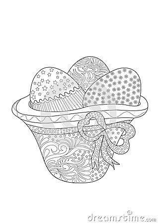 Easter Hat with Eggs and Bow Vector Illustration