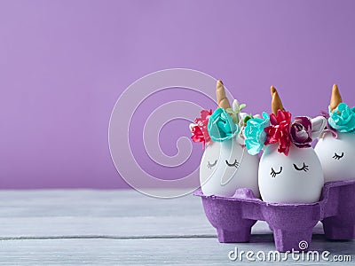 Easter holiday concept with handmade eggs Stock Photo