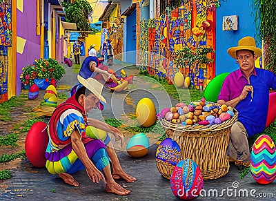 Easter Holiday Scene in Machala,El Oro,Ecuador. Stock Photo