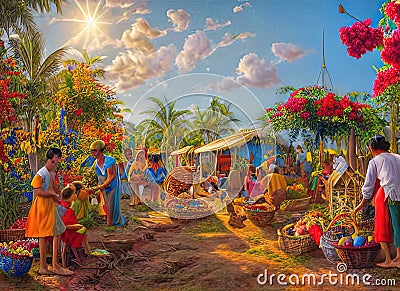 Easter Holiday Scene in Santa Rosa,Laguna,Philippines. Stock Photo