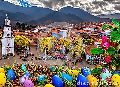 Easter Holiday Scene in Tunja,Boyacá,Colombia. Stock Photo