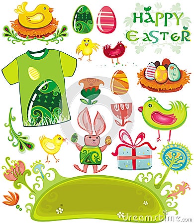 Easter holiday set Vector Illustration