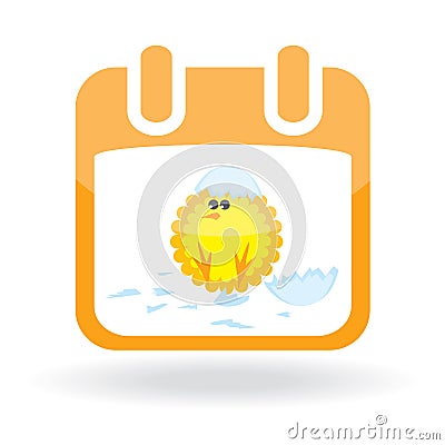 Easter icon - calendar with chicken Vector Illustration