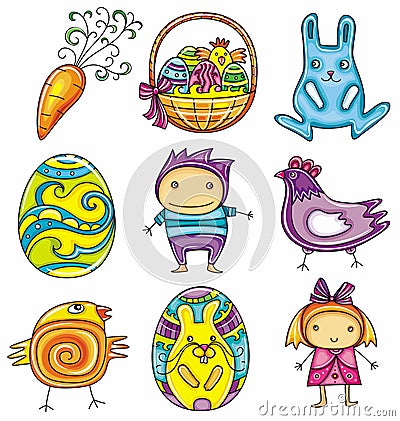Easter icons Vector Illustration