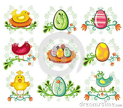 Easter icons. Vector Illustration