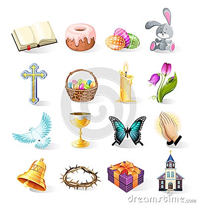 Easter icons Ñollection Vector Illustration