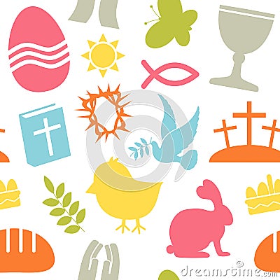 Easter Icons Seamless Pattern Vector Illustration