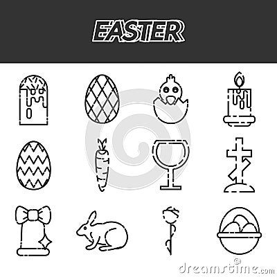 Easter icons set over white. Vector Illustration