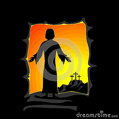 Easter illustration. Jesus Christ is risen Vector Illustration