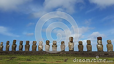 Easter Ilsand Moai statues Stock Photo