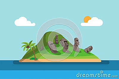 Easter island aka rapa nui national park is world heritage site in chile concept illustration vector Vector Illustration