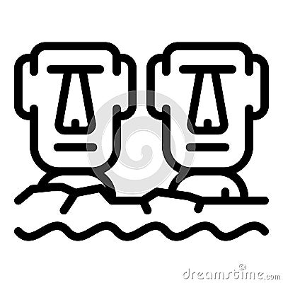 Easter island heads icon, outline style Vector Illustration