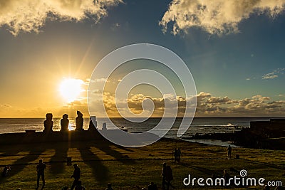 Easter Island, Moais Tahai Archaeological Complex, Rapa Nui National Park, Chile Stock Photo