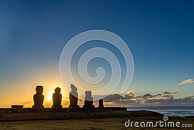 Easter Island, Moais Tahai Archaeological Complex, Rapa Nui National Park, Chile Stock Photo