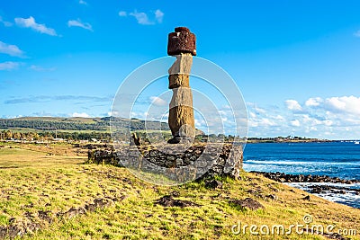 Easter Island, Moais Tahai Archaeological Complex, Rapa Nui National Park, Chile Stock Photo