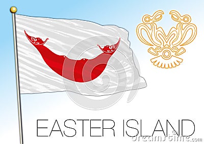 Easter Island official regional flag and coat of arms Vector Illustration