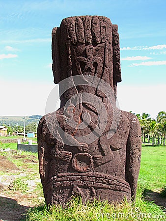 Easter Island Rapa Nui Moai Birdman petroglyphs Stock Photo