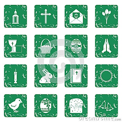 Easter items icons set grunge Vector Illustration