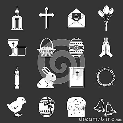 Easter items icons set grey vector Vector Illustration