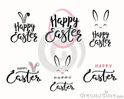 Easter lettering quotes set Vector Illustration