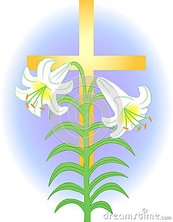 Easter Lily and Cross/eps Vector Illustration