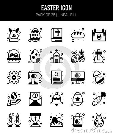 25 Easter Lineal Fill icons Pack vector illustration Vector Illustration