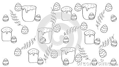 Easter linear illustration . Vector Illustration