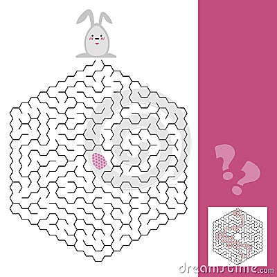 Easter maze game or activity page for kids with answer Vector Illustration