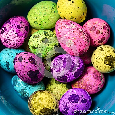 Easter multicolored dyed eggs Stock Photo