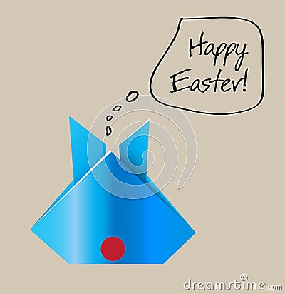 Easter Origami Bunny Card Vector Illustration