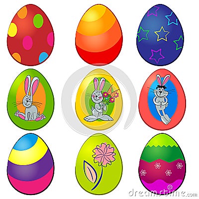 Easter painted egg set Vector Illustration