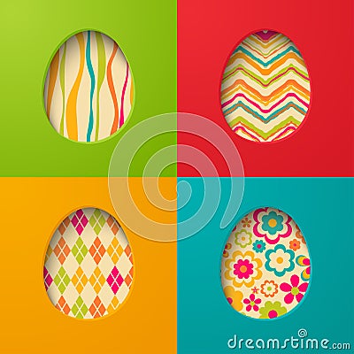 Easter paper cards with egg. Vector Illustration