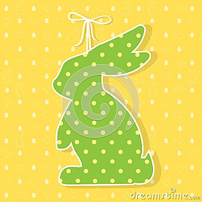 Easter paper decoration in the form of bunny. Easter green bunny Vector Illustration