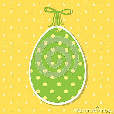 Easter paper decoration in the form of egg. Green Easter egg Vector Illustration