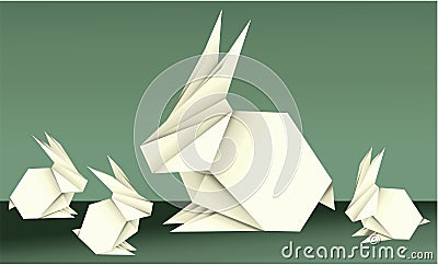Easter origami decorations with holiday elements Vector Illustration